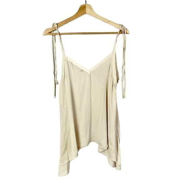 Zara Off White Flowing V-Neck Tie Strap Tank Top S - Picture 2 of 3